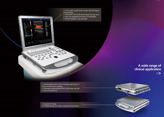 Ultrasons portables à doppler couleur CE / ISO avec imprimante / UPS / sonde