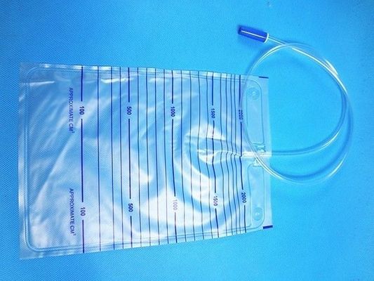 Produits médicaux à usage unique Sac d' urine 2000 ml avec vis, poussée, vanne transversale