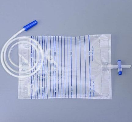 Produits médicaux à usage unique Sac d' urine 2000 ml avec vis, poussée, vanne transversale