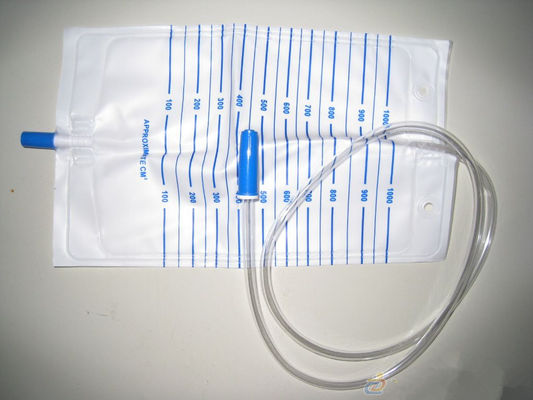 Produits médicaux à usage unique Sac d' urine 2000 ml avec vis, poussée, vanne transversale